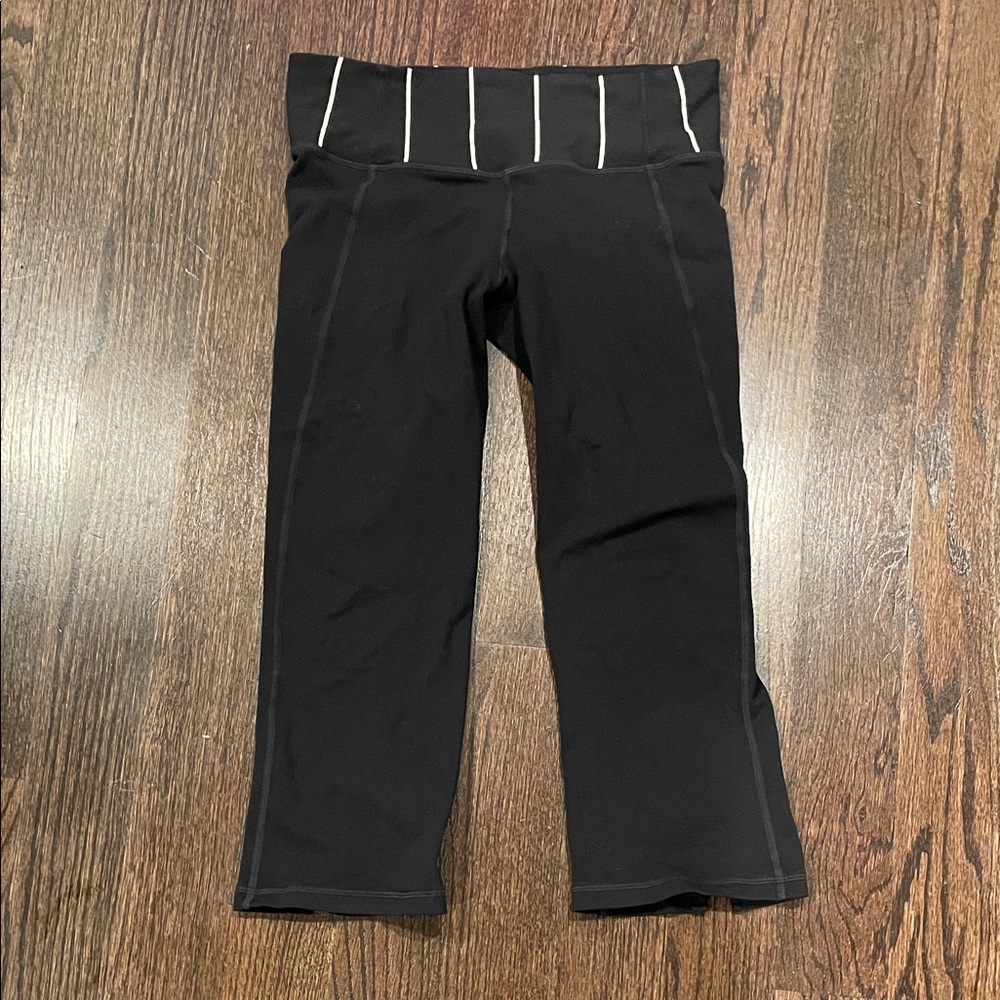 Lululemon Athletica Black Leggings with White Stripes